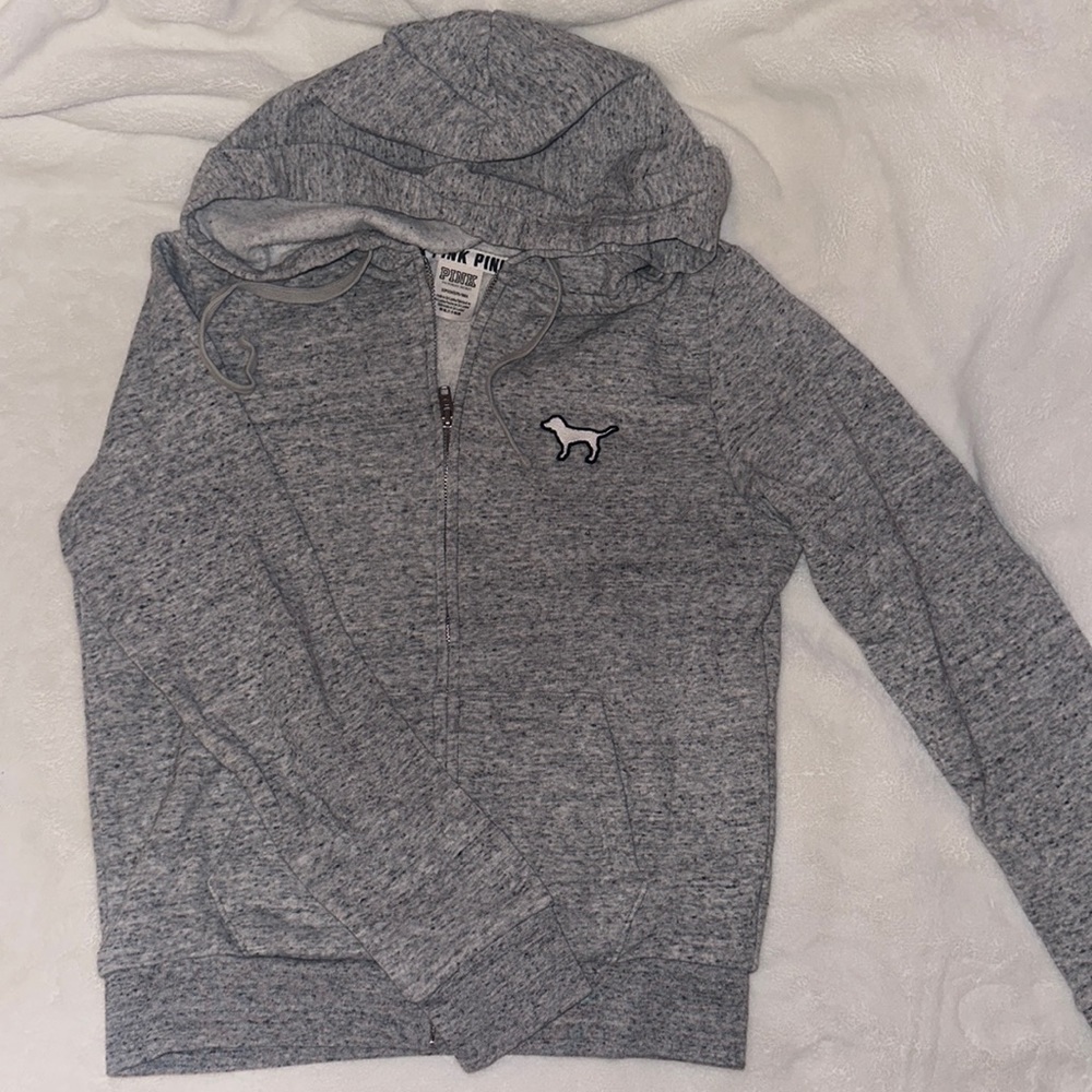 Victoria’s Secret PINK light heather gray full zip up sweatshirt S
